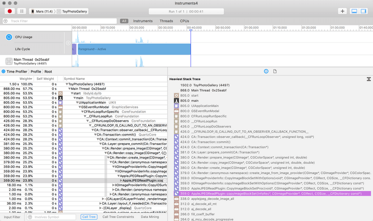 Eliminating Collection View Tearing with Xcode's Time Profiler Instrument
